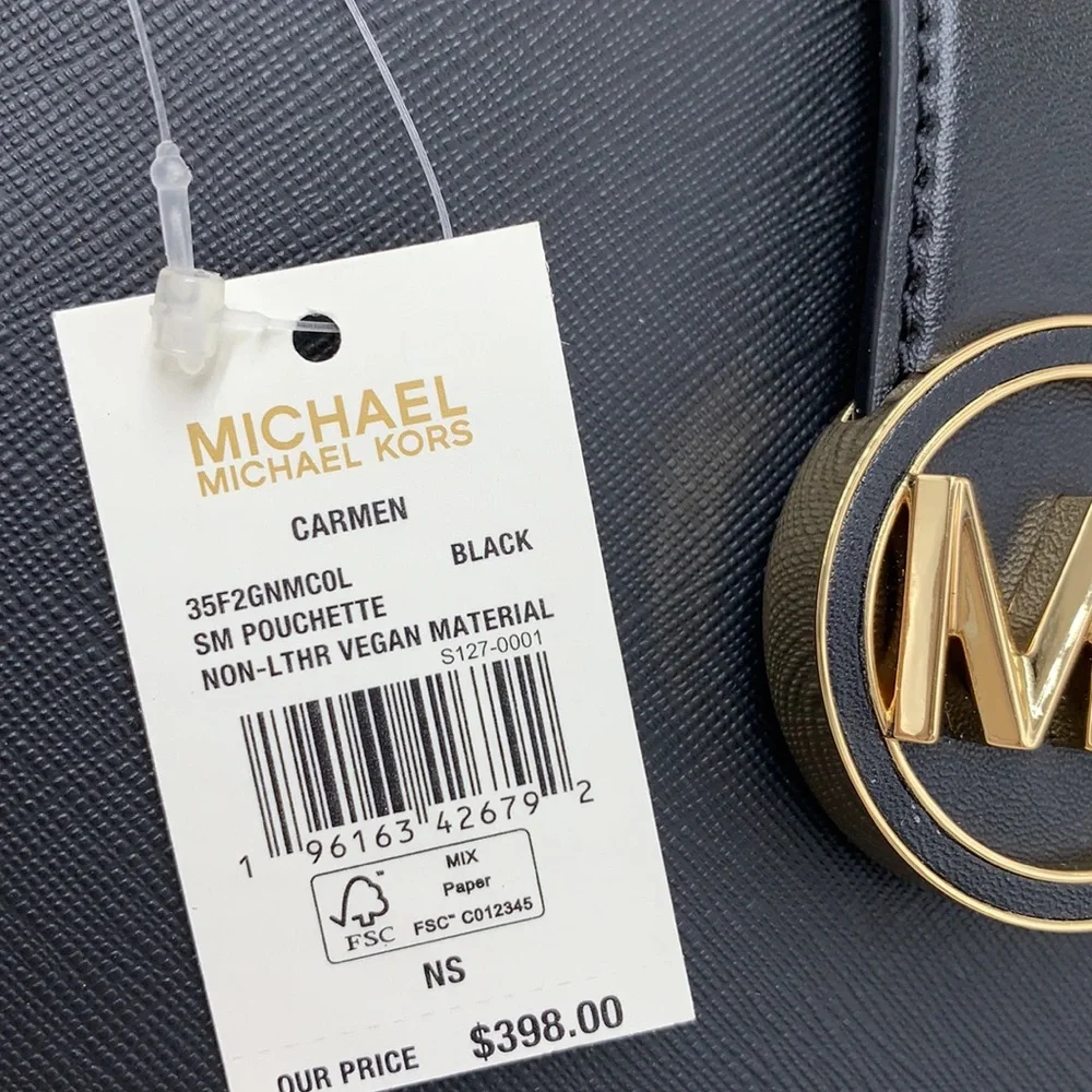 MICHAEL KORS Carmen Small Shoulder Pochette Bag Black NWT